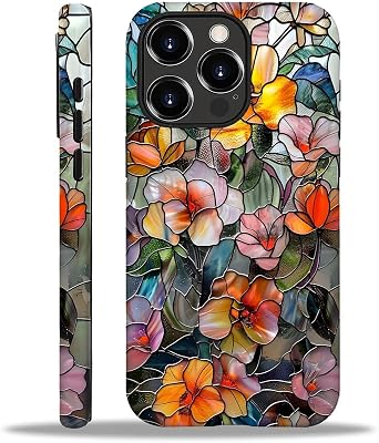 CARLOCA for iPhone 16 Pro Compatible with Magsafe Full Body Protective Glossy Case, for Girl Boy Shockproof Magnetic Charge Esthetics Pattern 3D Mosaic Vintage Colorful Flowers