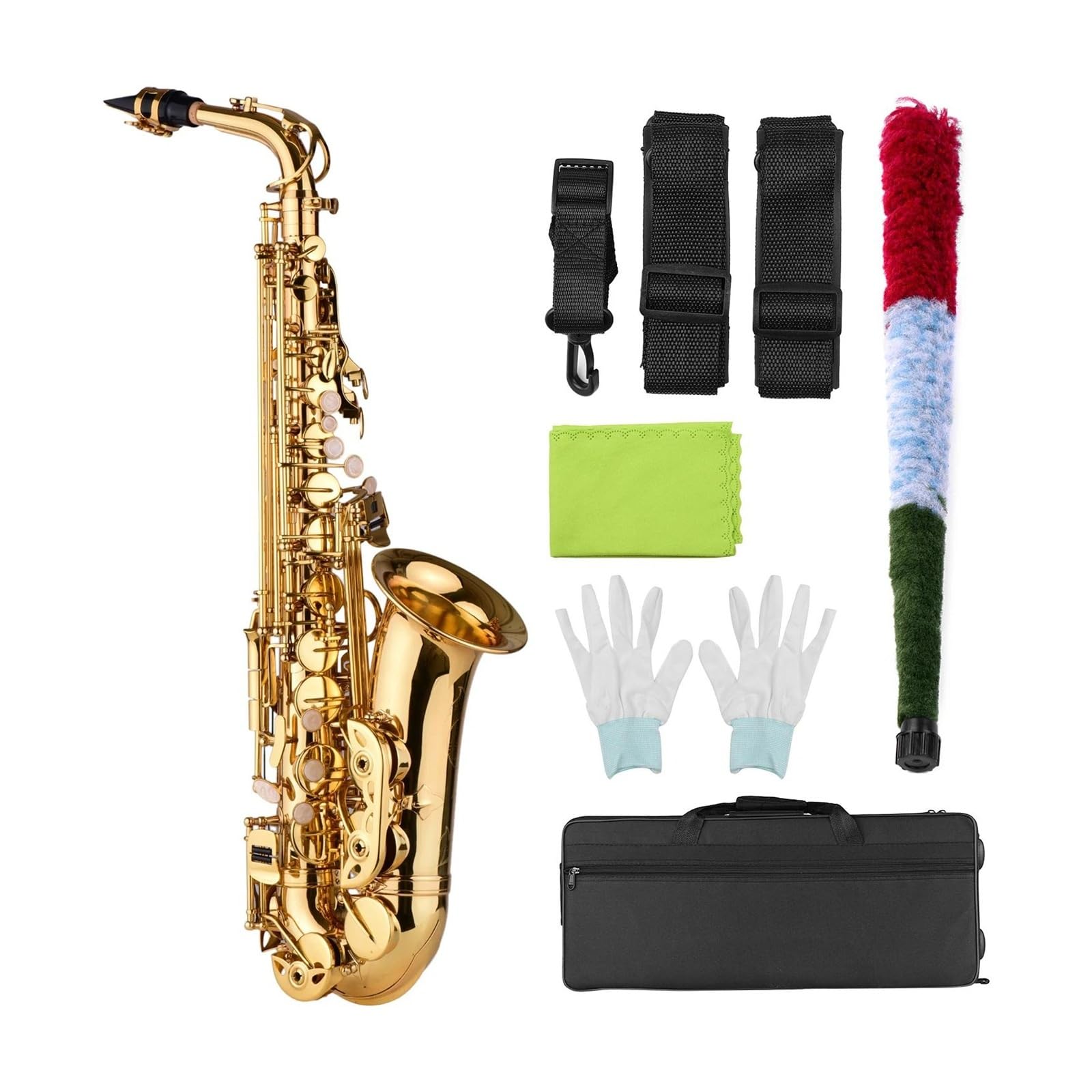 Saksofon altowy Instrument dęty blaszany z futerałem i rękawiczkami
