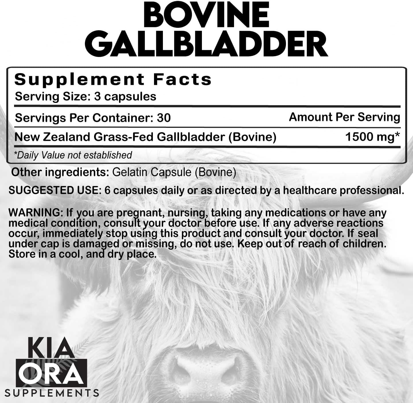 Kia Ora Pure New Zealand Bovine Gallbladder (90 Count) | Single Ingredient Grass-Fed & Finished Glandular | Natural Digestive Support & Gut Health | Non-GMO, Undefatted & Desiccated - Image 4