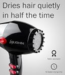JOHN Séchoir à cheveux professionnel, séchage rapide puissant 2200W, Ionique pour pas de dommages aux cheveux, Turbo Blast 6900, noir