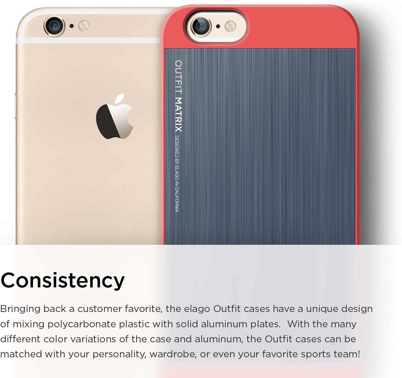 iPhone 6S Case, elago® [Outift Matrix][Italian Rose/Royal Blue] - [Premium Hybrid Construction][Brushed Aluminum][Spark Design Award] - for iPhone 6/6S