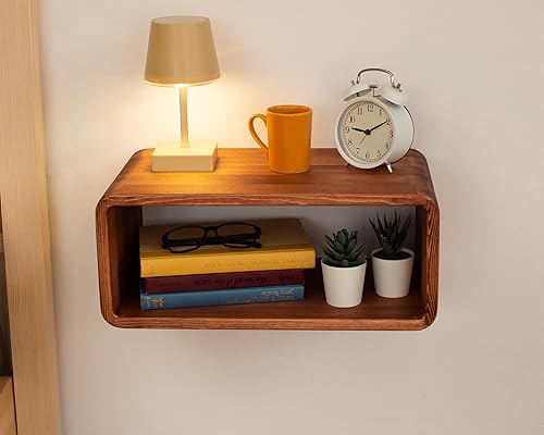 Miniatura 8 de Floating Nightstand Wooden, Bedside Tables, Nightstand Shelf, Handmade, Wall Mounted Bedside Shelf, Minimalist and Unique Style (Paris)