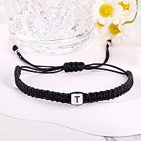 Vista 102 de Initial Bracelets for Couples Women Men Initial Charm Handmade Rope Braided Letter Bracelet for Teens Adjustable Jewelry Father's Day Gifts for Him