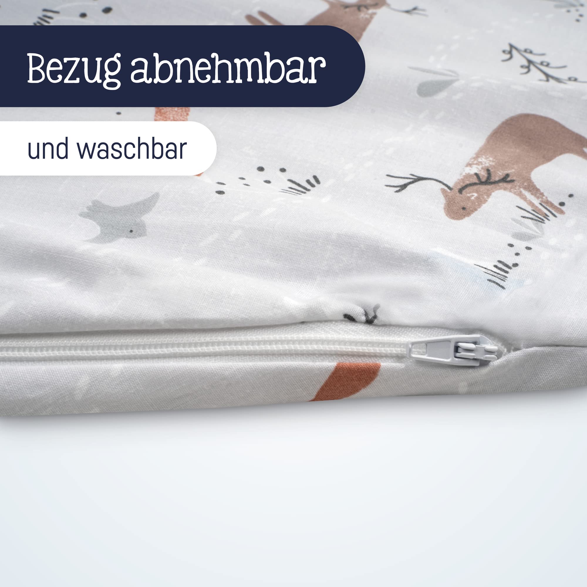 Julius Zöllner Cojín de lactancia clásico, aprox. 190 cm, relleno de 42 litros de microperlas de EPS, fabricado en Alemania, funda de 100% algodón, Oeko-Tex ® Standard 100 | Woodlife