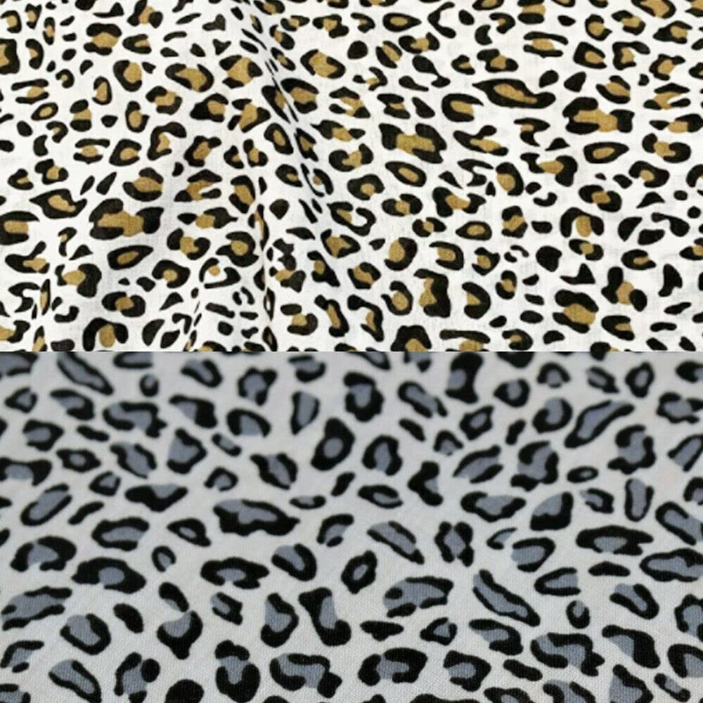 Leopard Print Polycotton Fabric Material 45'' Wide Per Metre Fabric Sewing Craft (Leopard Print 1M)
