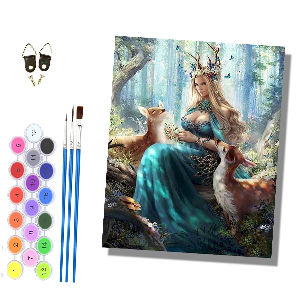 HONGPZH Paint by Numbers for Adults Painting by Numbers for Adults Canvas Kits Paint by Number Crafts Kits for Gift Home Decoration 16x20 inch Goddess of the Forest