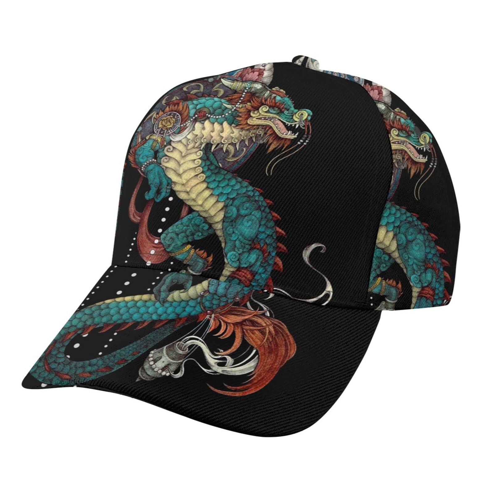 HABXNJFAdjustable Trucker Cap, Mythical Dragon Baseball Cap, Hip Hop Hat for Men Women Black