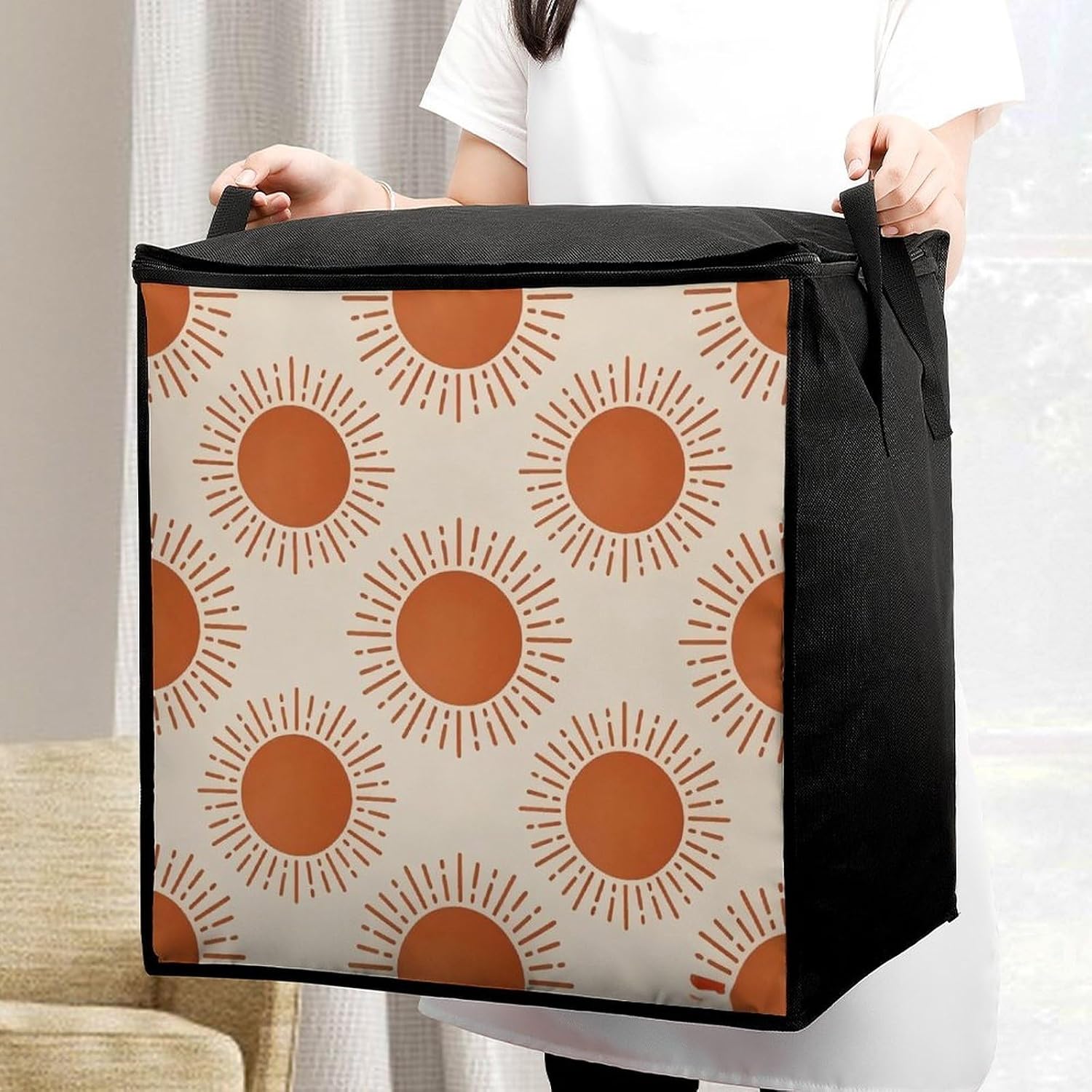 Sun Comforter Storage Bag Moving Bag | Clothes Storage Bins-70L,Moving Bag With Dual Handles For Easy Carrying, Zipper Design Durability for Home,Bedroom,Closet