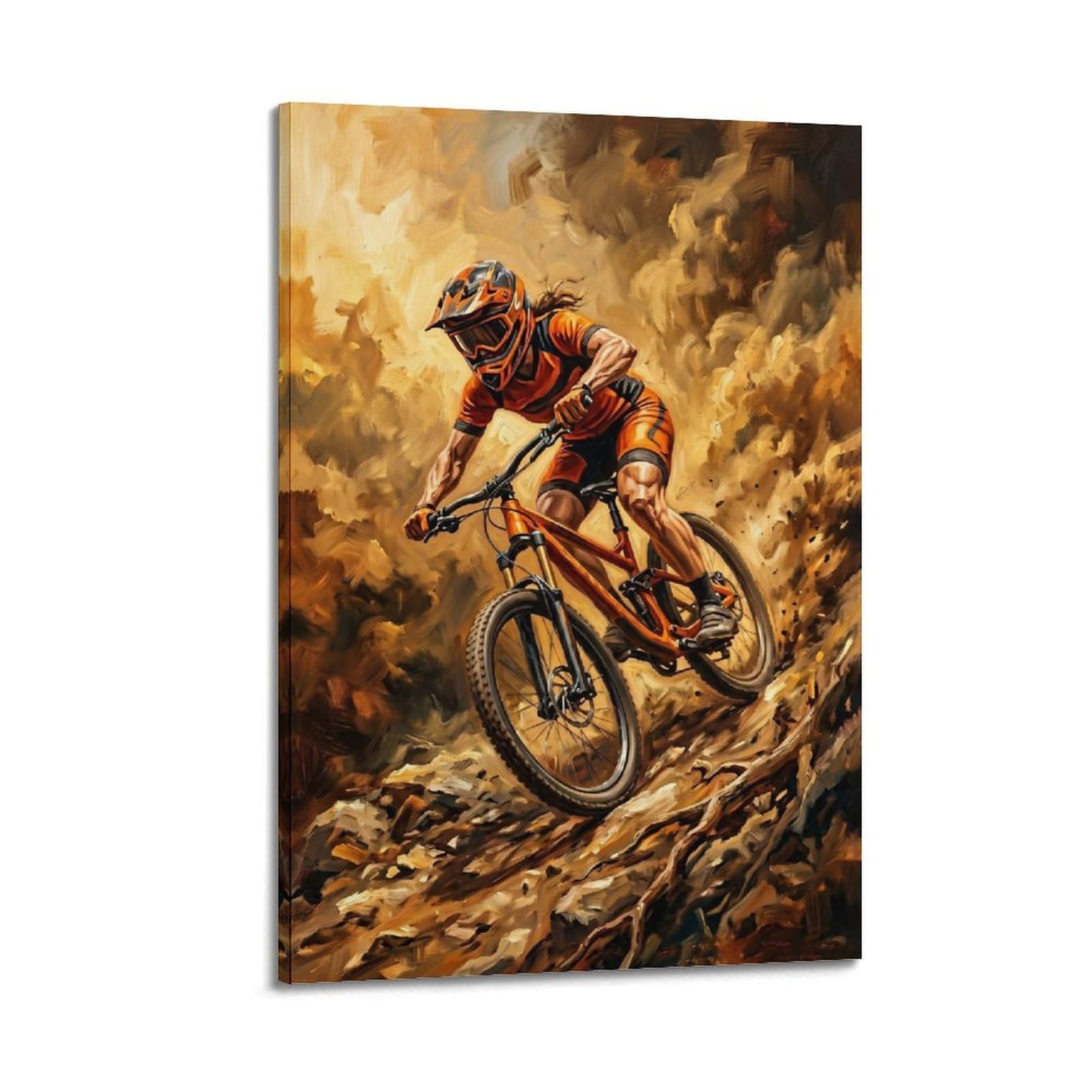 OLYHTR Modern Abstract Sport Mountain Downhill Biker Poster Modern Decorative Canvas Prints - Ideal Wall Art for Family, Man Cave, Game Room, Boys & Girls Bedroom 24x36inch(60x90cm)