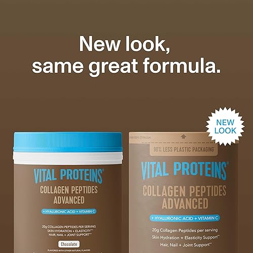 Miniatura 2 de Vital Proteins Péptidos de colágeno avanzados, péptidos hidrolizados con ácido hialurónico y vitamina C - Polvo sabor chocolate, 24.7 onzas