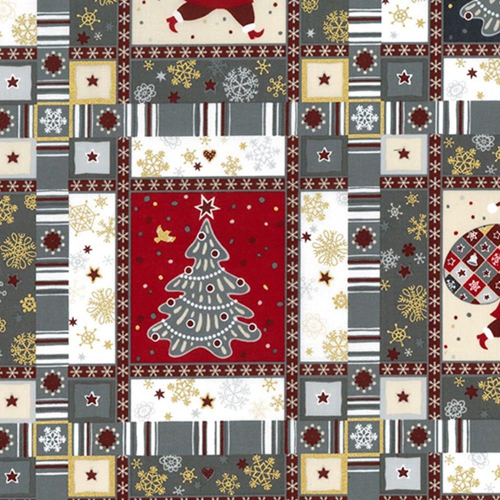 Oh Sew Crafty Limited Grey 100% Cotton Fabric Rose & Hubble Christmas Icons Patchwork Xmas 135Cm Wide (Price Per Metre) (Grey)
