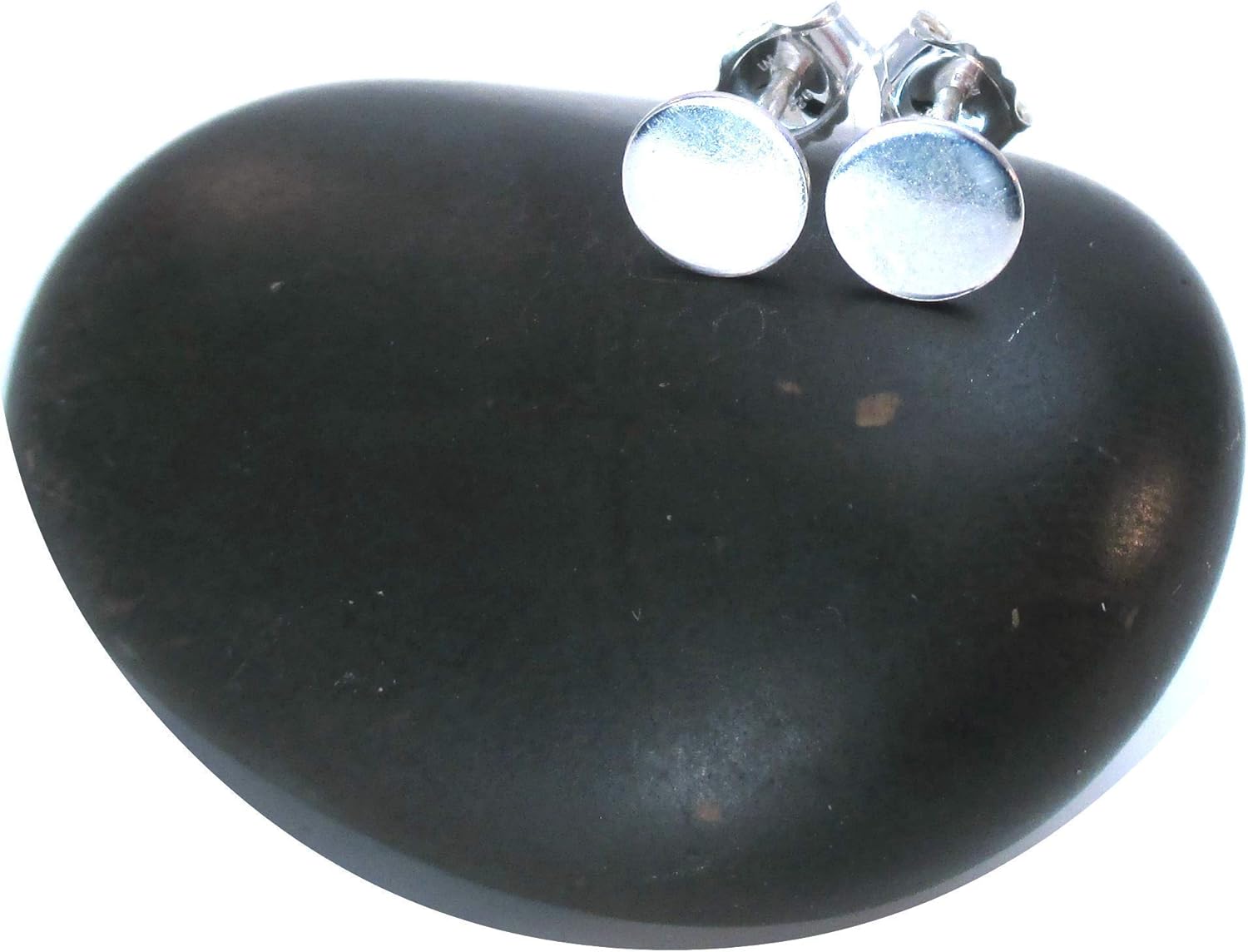 Medium Silver Circle Earrings Dot Studs 6mm