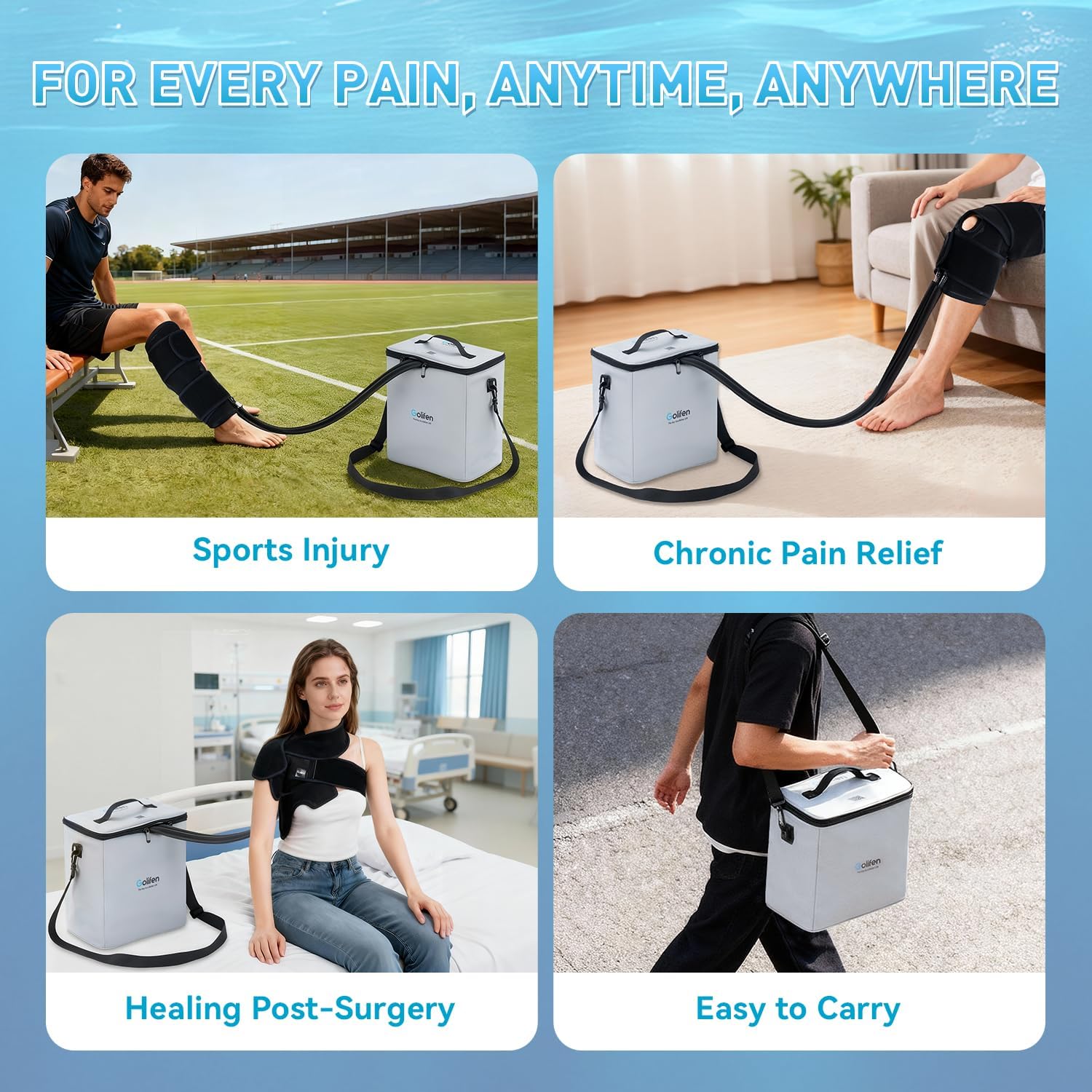 Cold Therapy Machine with Programmable Timer, Portable Ice Machine for Knee After Surgery, Cryotherapy Pain Relief with Compression Pad