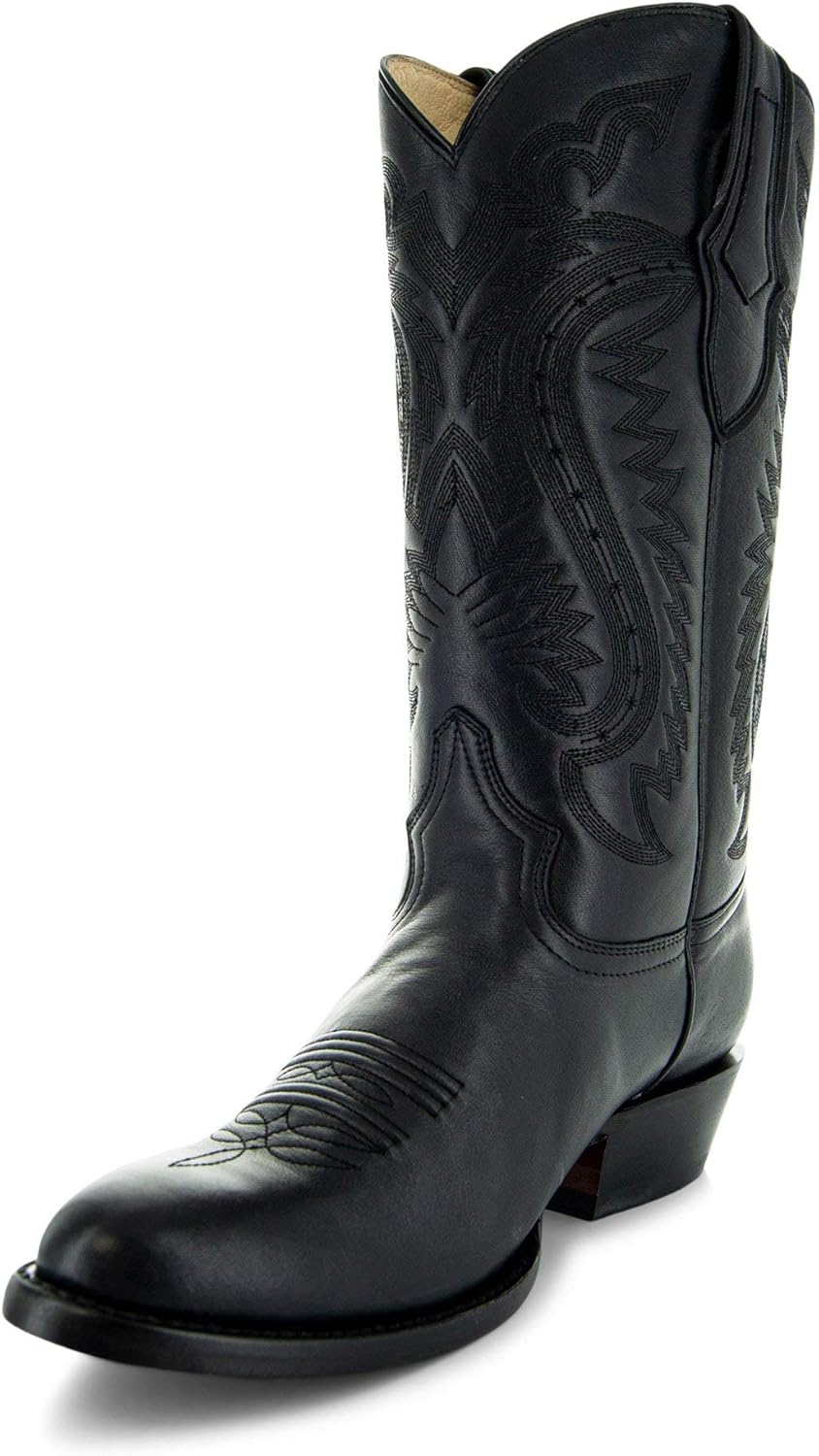 Soto Boots Mens Classic Round Toe Cowboy Boots H7001 9.5 Black