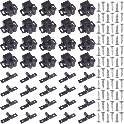 Paquete de 20 pestillos de puerta de acero laminado en frío doble con tornillos para cierre de cocina, armario, puertas de armario (bronce rojo)