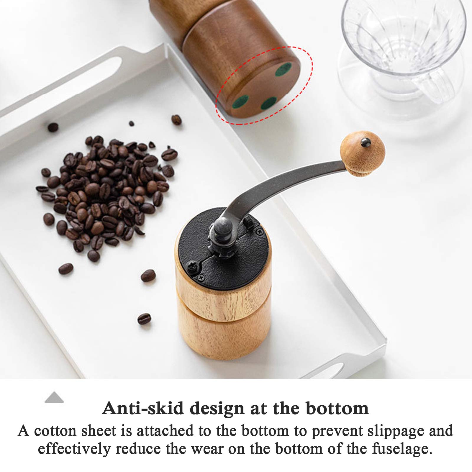 Molino De Grano Café Manual, Molino De Muela De Cerámica De Manivela, Configuración Portátil Ajustable Máquina De Molino De Café para Viajar Y Acampar,Negro
