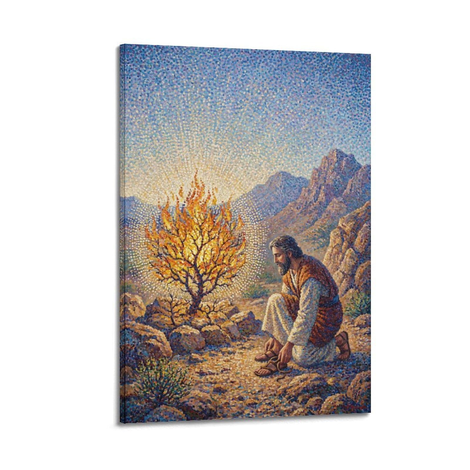 OKNGB Classical Bible Christian Poster Moses And The Burning Bush Decorative Painting Canvas Art Picture 20x30inch(50x75cm)