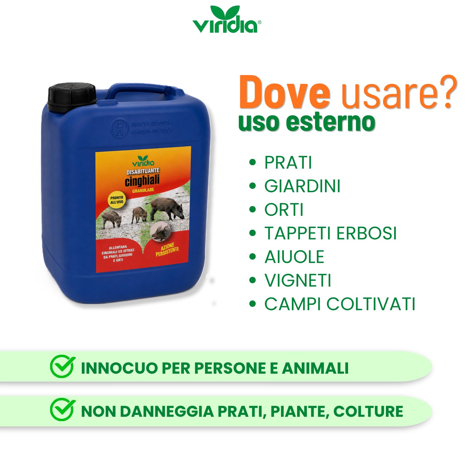 Cinghiale disabituante granulare 5000 ml Viridia - repellente in granuli profumati non graditi a cinghiali ed istrici