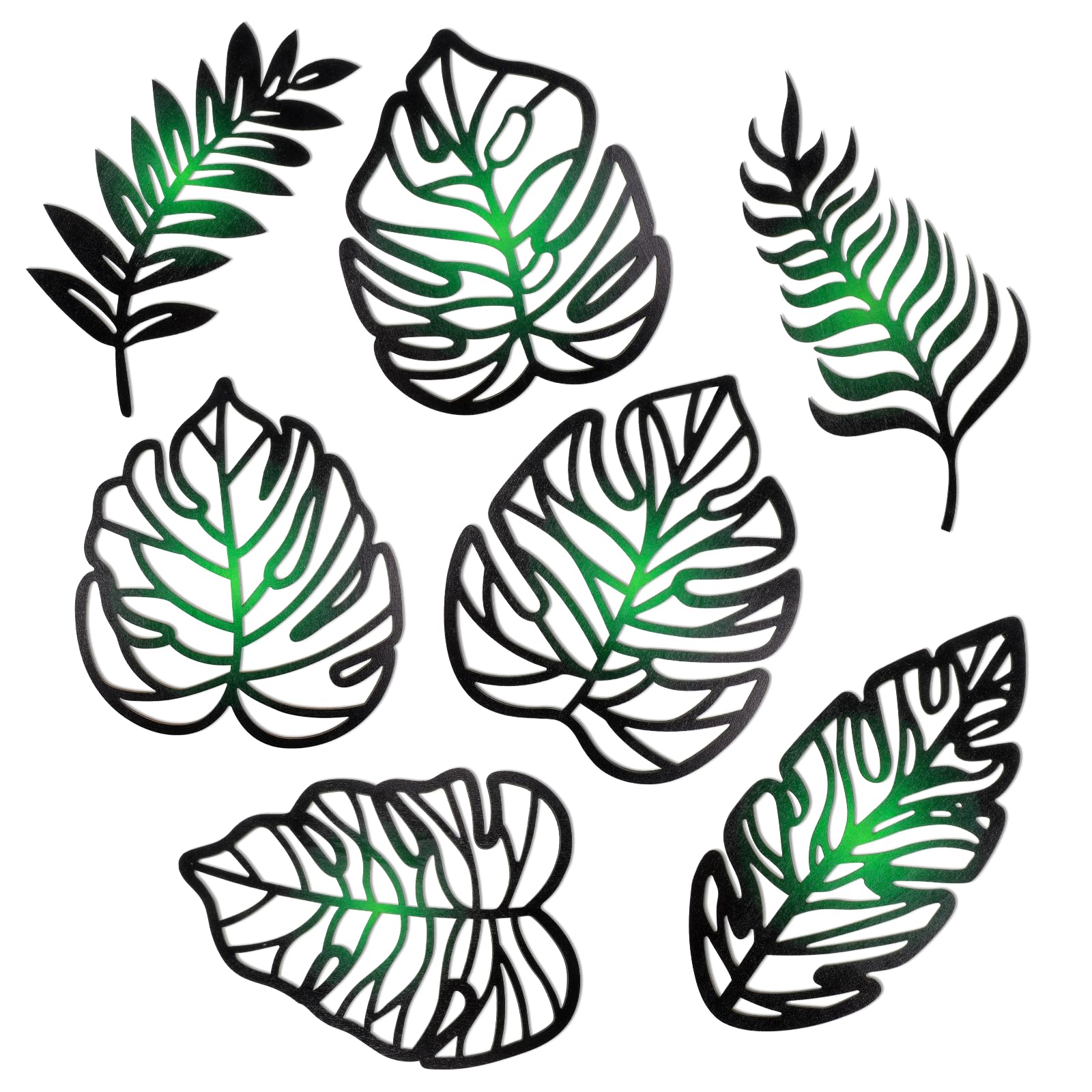 7pcs Palm Leaves Wood Wall Decor Boho Wall Wood Art Decor Natural Leaf Sign Walls Vintage Tropical Plant Walls Rustic Wall-Art Jungle Decoration Plant Plaque for Home Livingroom Kitchen Bedroom Office