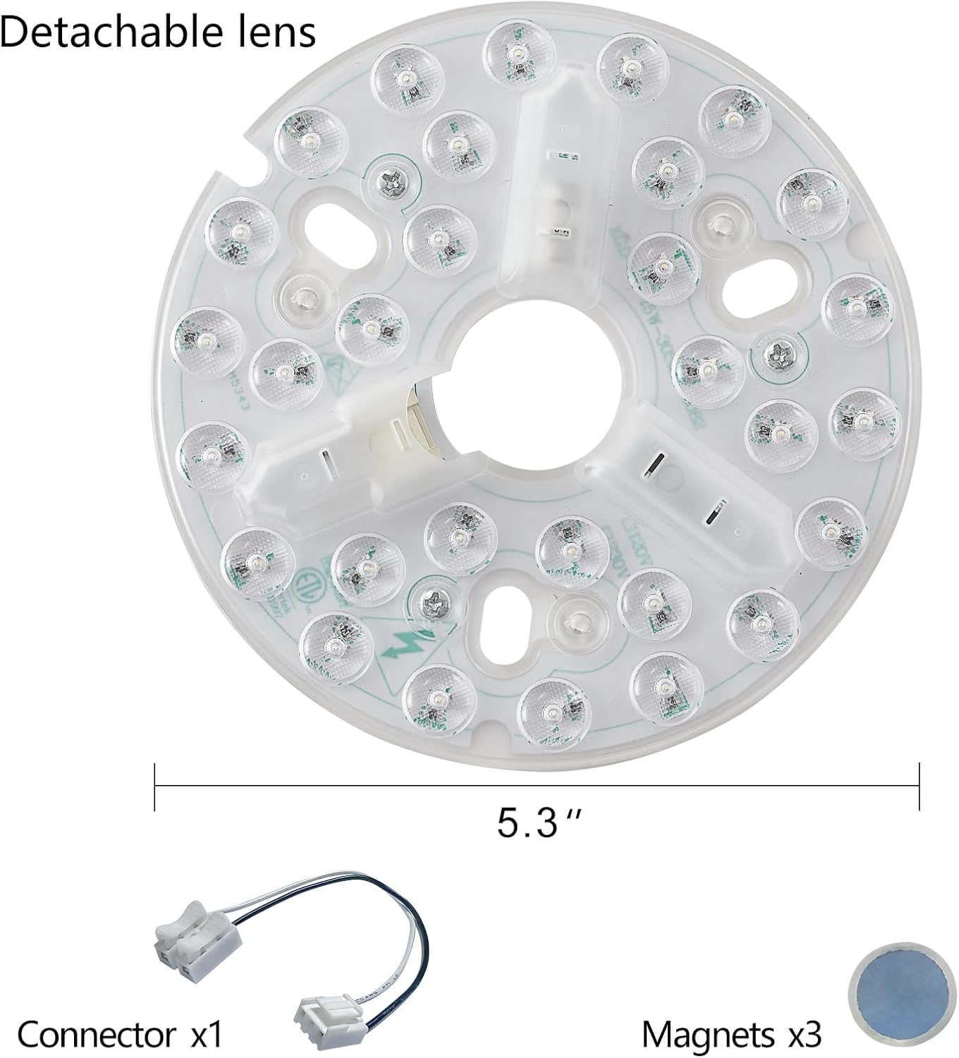 HuixuTe 2-Pack 5.3" LED Retrofit Light Kit for Ceiling Flush Light 15W 120V 3000/4500/6000K LED Ceiling Fan Replacement Panel PCB Dimmable