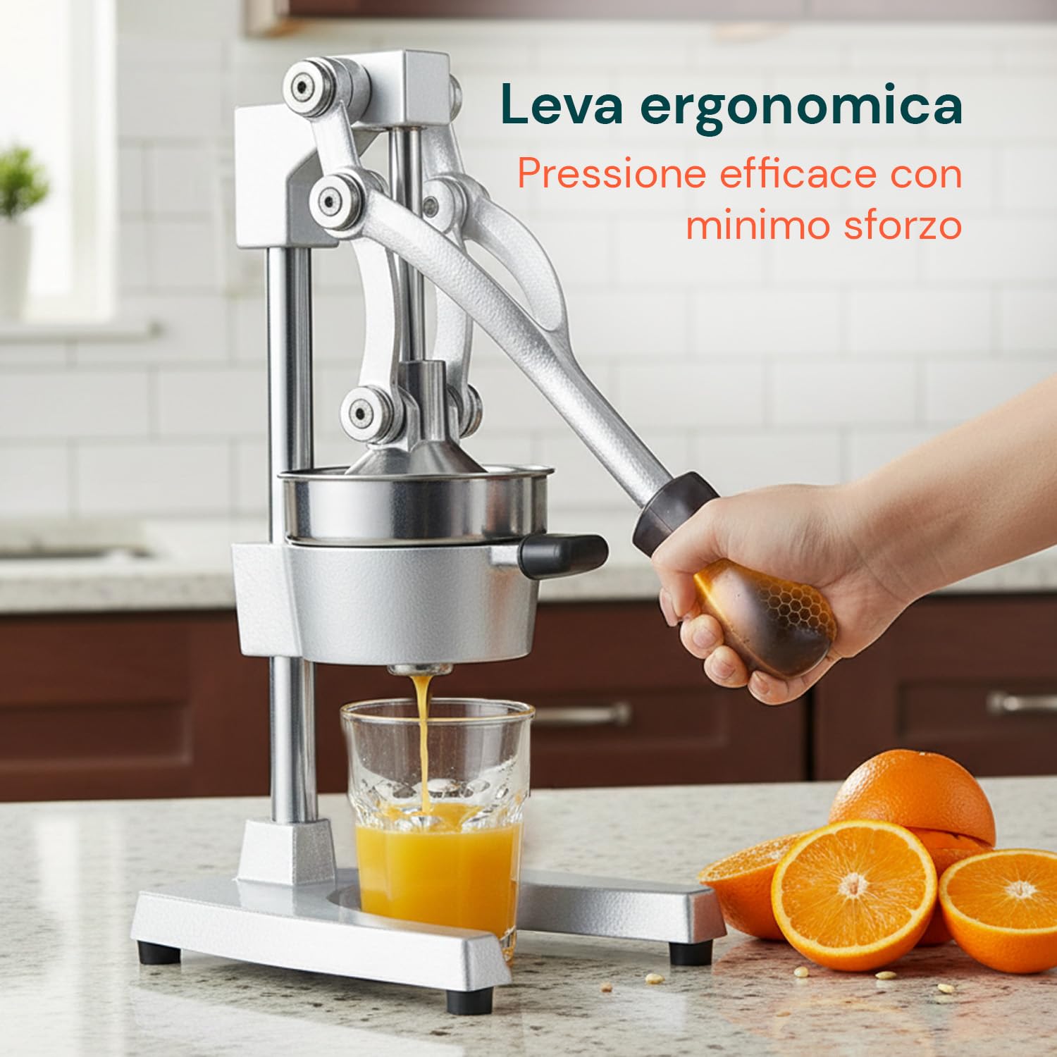 Avilia - Spremiagrumi Professionale a Leva in Ghisa con Filtro Inox 304 Spremiagrumi Manuale per Arance e Limoni con Pressione Potente Uso Domestico e Bar Struttura Ultra Resistente