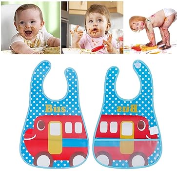 SLOSH Bavaglini Impermeabili 9 Pezzi In Plastica EVA - Antimacchia Per Bambini Con Tasca - Foto 3