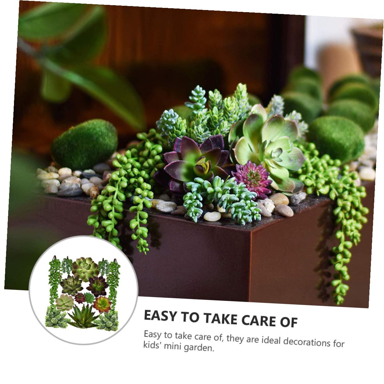 NUOBESTY Plantes Succulentes Imitées 14Pcs PVC PE Légères, Ambiance Noël | Vert, sans Entretien Quotidien, Accessoires Photo Pratiques, pour Mini Jardin Garçon et Filles et Compositions