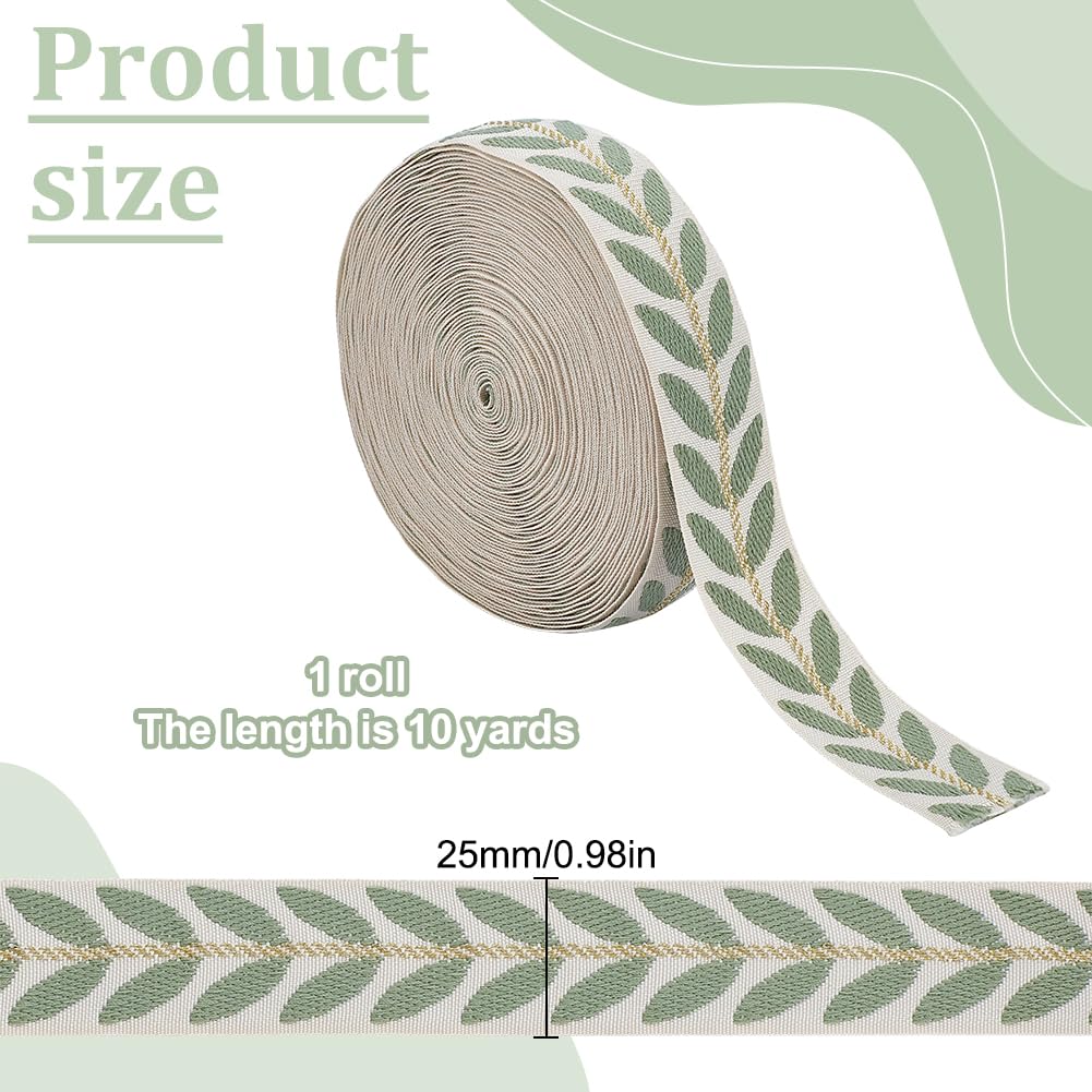 INFUNLY Leaf Pattern Jacquard Trim for DIY 10Yards(L)×0.89"(W) Leaf Jacquard Ribbon Polyester Jacquard Webbing Leaf Woven Embroidery Trim for Handmade Bag Belts Sewing Clothing Gift Wrapping - Image 2