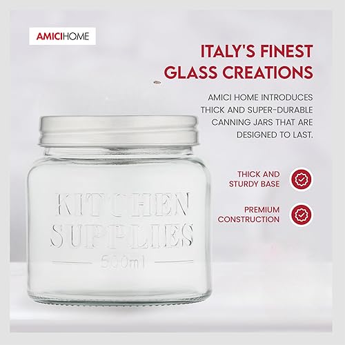 Miniatura 3 de Amici Home Kitchen Supplies Glass Canister | Dry Food Storage Container | Airtight Metal Lid | Glass Jar for Kitchen & Pantry Organization | Small,