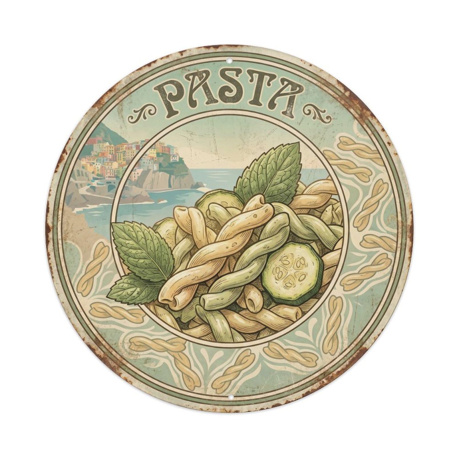 Mediterranean Cuisine Italian Pasta Italy Travel Food Metal Tin Sign