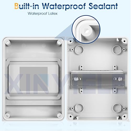 Miniatura 4 de Caja de protección de distribución impermeable, caja eléctrica de plástico ABS y cubierta transparente IP65, para disyuntor de pared interior y