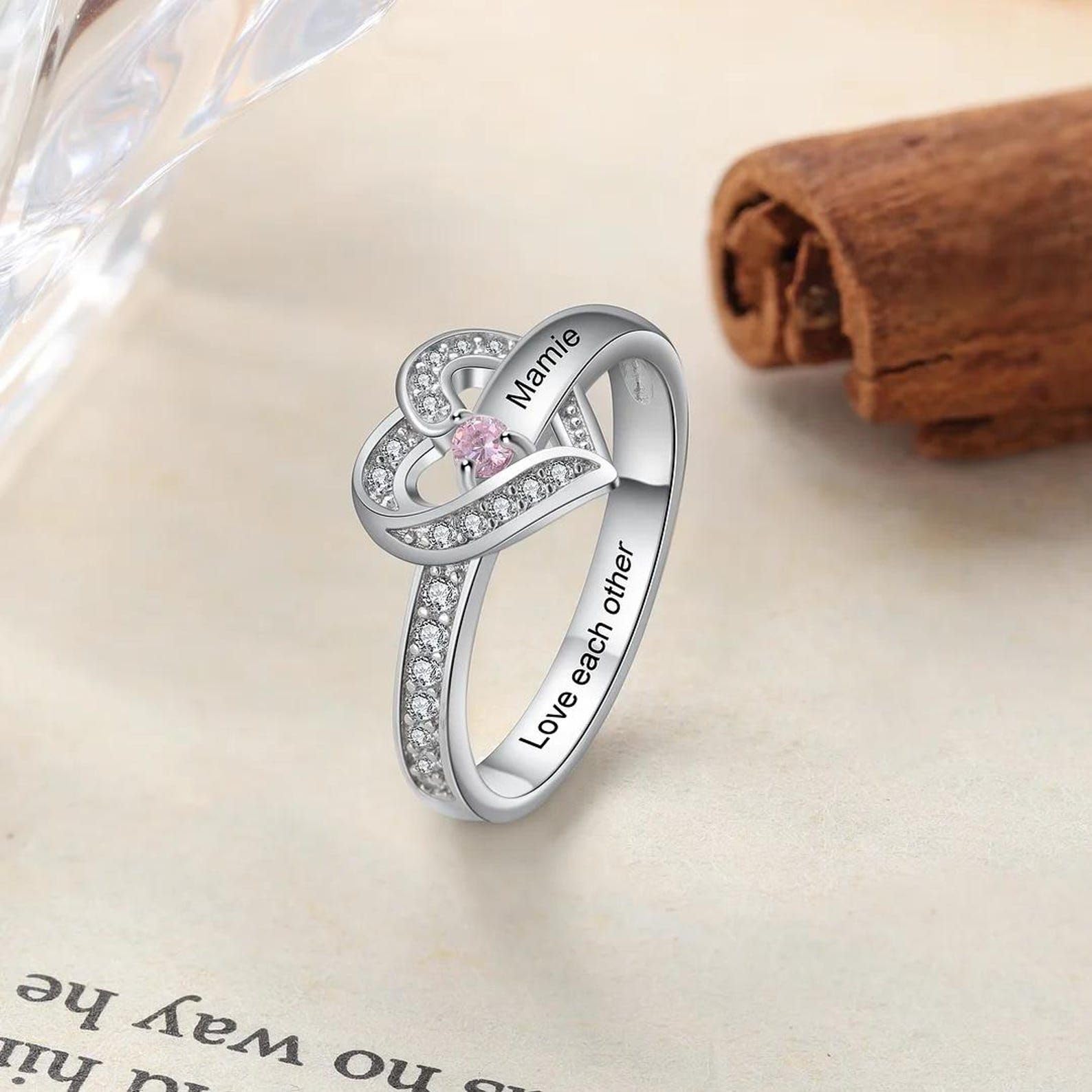 Redonda personalizada piedra preciosa anillo plata de ley 925 Declaración personalizada anillo madres con piedras de nacimiento para mamá abuela joyería hecho a mano a medida