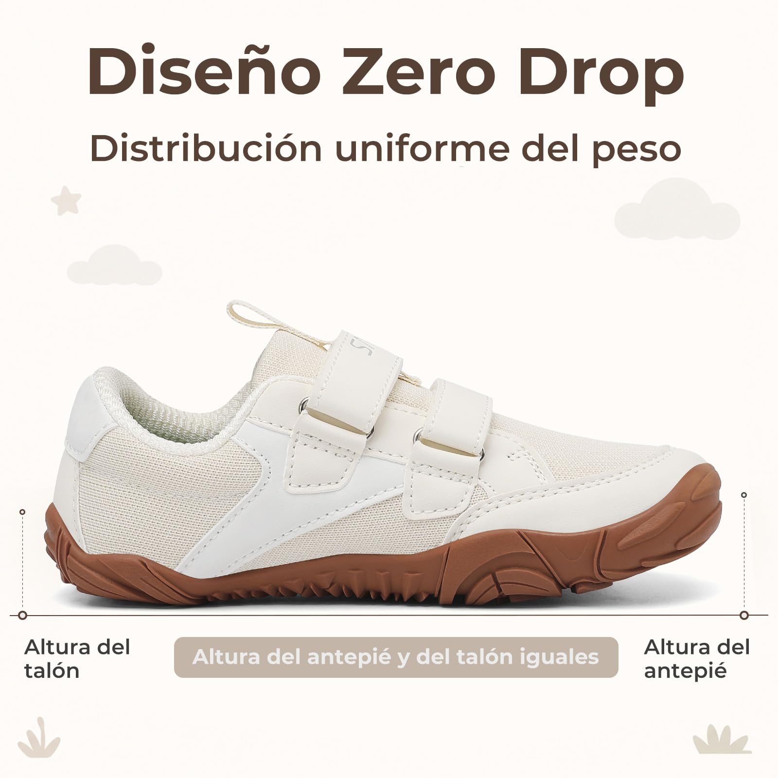 SAGUARO Niños Niña Niño Zapatillas Barefoot Ligeras Suaves Cómodos Calzado Barefoot Minimalista Zapatos de Trail para Deporte y Uso Diario,Beige,27EU