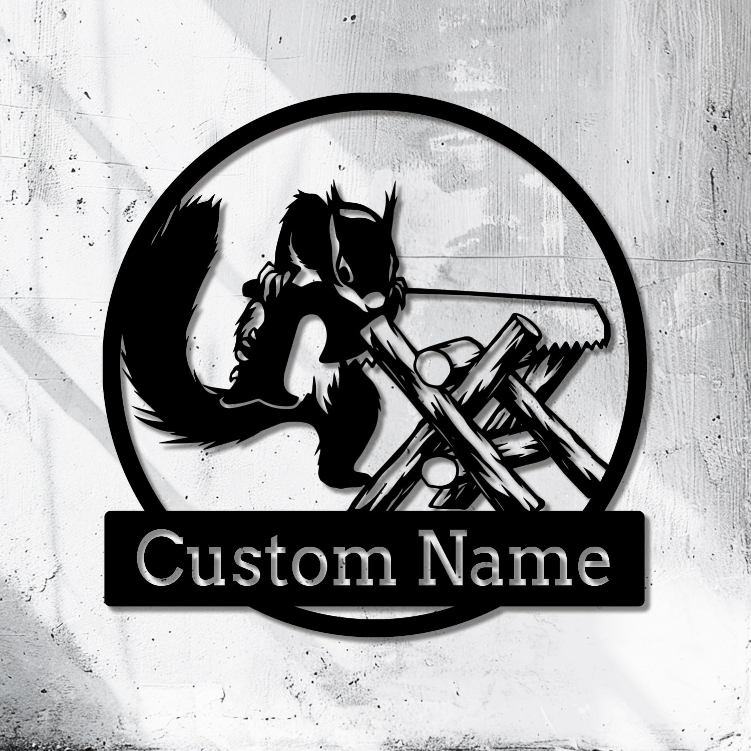Survalue Personalized Custom Squirrel Metal Wall Decoration, Personalized Squirrel Metal Sign, Custom Squirrel Monogram Metal Name, Custom Squirrel Metal Wall Art, Squirrel Lover Gift (Squirrel D)