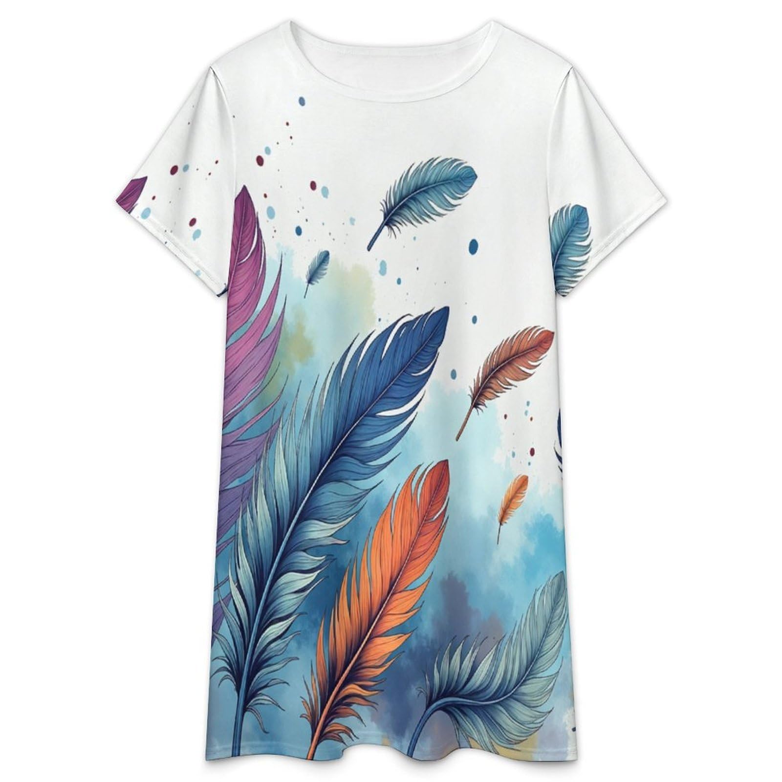 Camicie da Notte da Donna -Motivi Colorati Camicia da Notte Estiva da Donna A Maniche Corte Taglie S-3Xl Morbida E Comoda Ideale per Stare in Casa.
