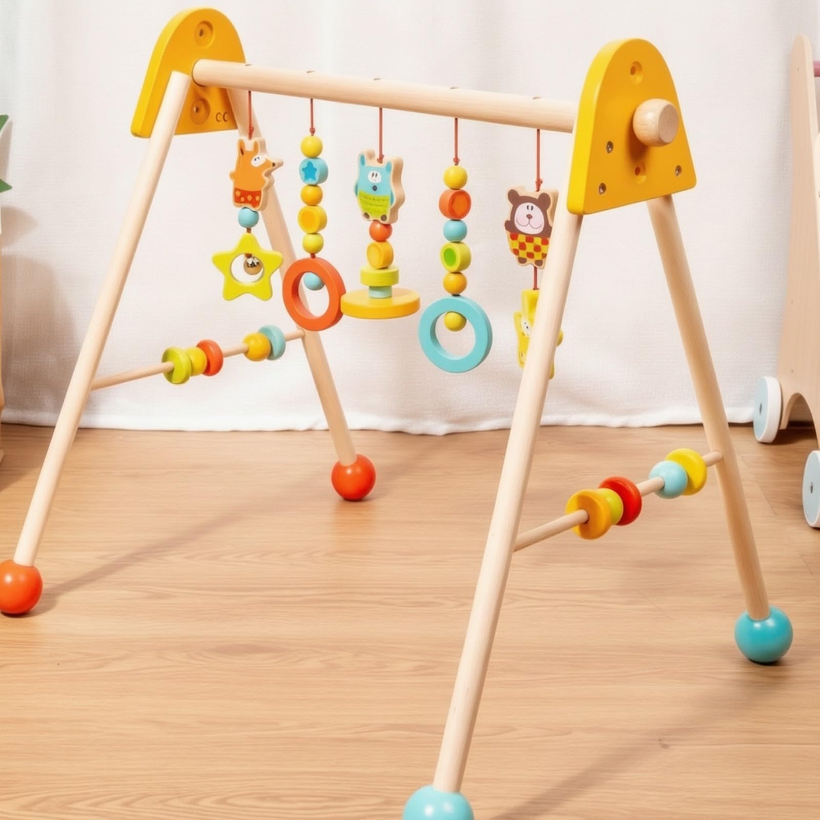 Amagogo Palestra con Elementi Sospesi Interattivo Palestra attività in Legno Privo di Sostanze Nocive Area Giochi Multiattività per Genitori