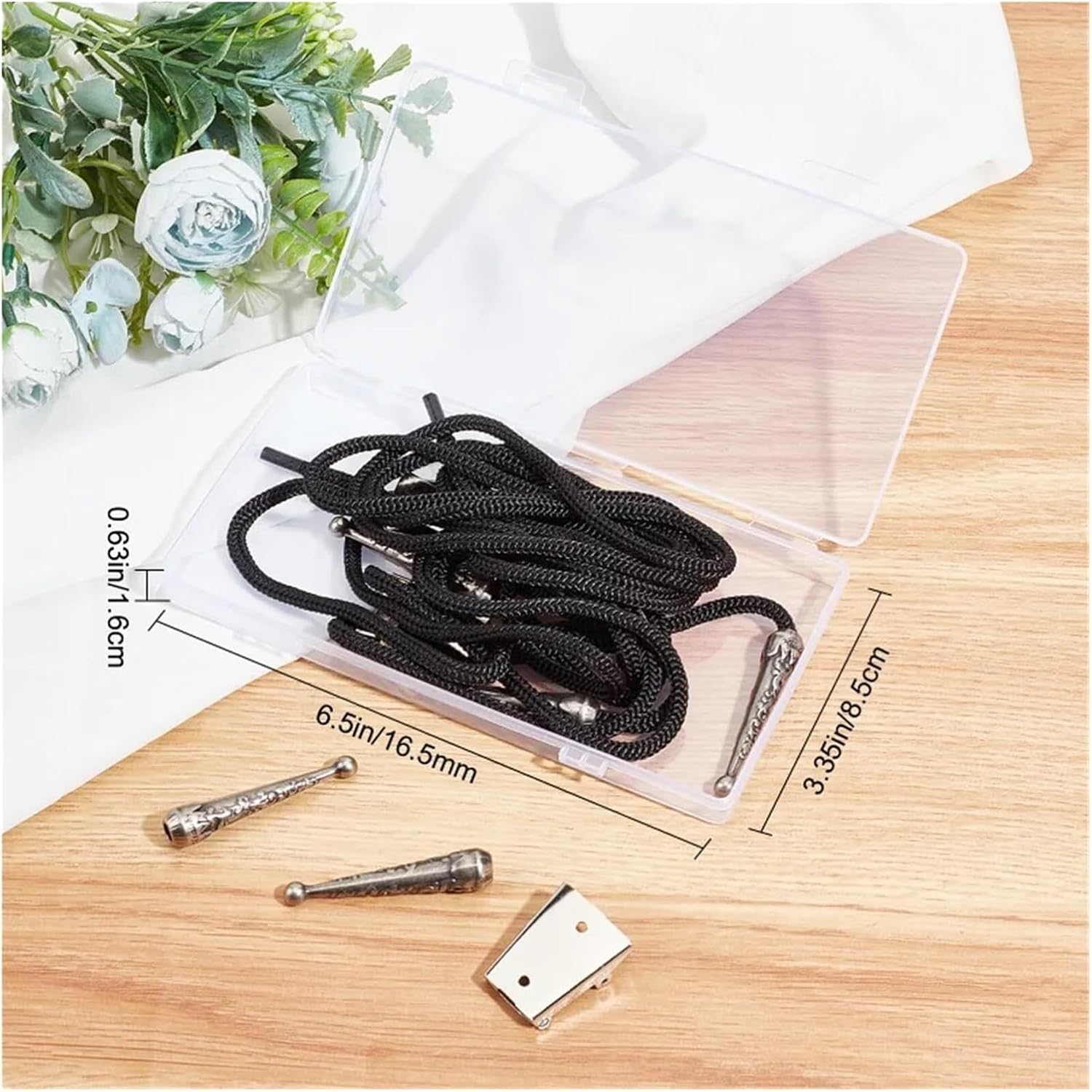 Bolo Tie Making Kit 1 Sets Iron Bolo Tie Kit Silver Plated Parts Round Slide Textured Tips Black Cord Sliver Alloy End(AECH03-12664)(AECH03-19137)