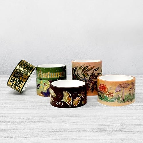 Miniatura 5 de allydrew Nature - Juego de cinta washi metálica para álbumes de recortes, papelería, diario, fabricación de tarjetas, (6 rollos), Hello Autumn