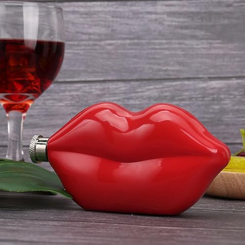 Miniatura 3 de Frasco de alcohol para labios para disfraz de licor, 5 onzas, color rojo, pequeños frascos de cadera para hombres y mujeres, regalos botella de