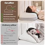 Cervical Neck Pillow for Neck & Shoulder Support, Adjustable Memory Foam Pillow with Customizable Height and Firmness, Ergonomic Pillow for Side, Back, Stomach and Combination Sleepers, White