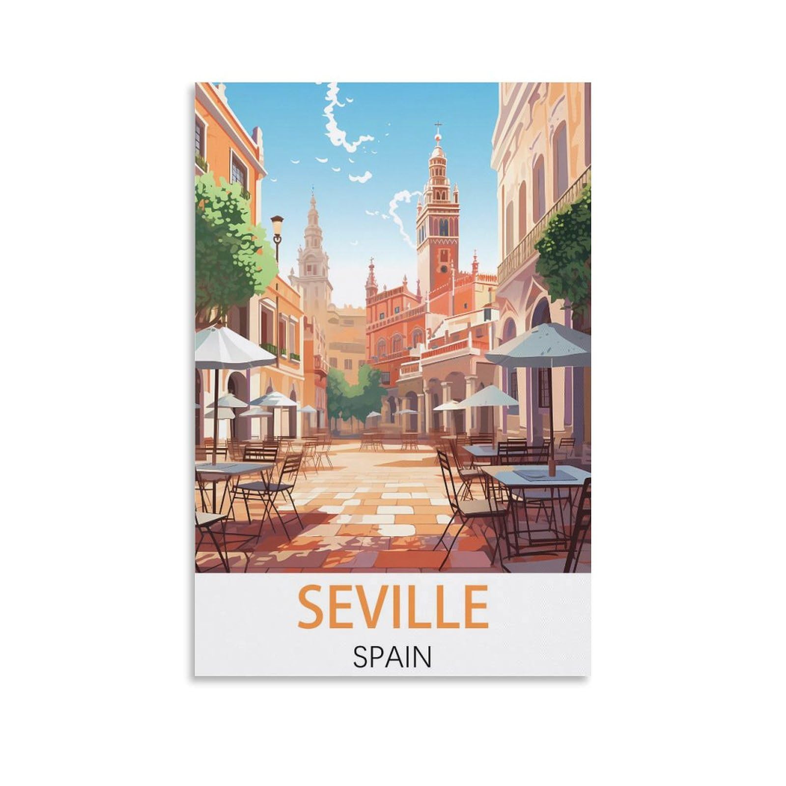 Javon Unframe-Style Seville Spain Vintage Travel Posters 08X12inch(20X30cm) Canvas Art Poster And Wall Art Picture Print Bedroom Decor