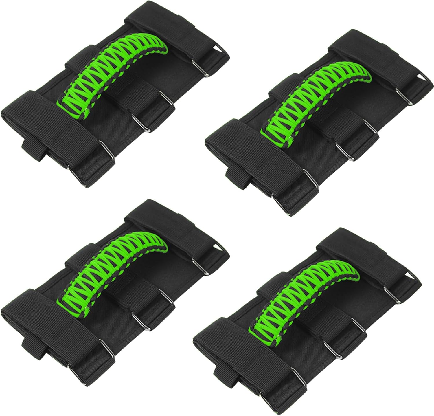Grab Handles for Jeep, 4 Pack Roll Bar Handle Grab with Metal Buckle Paracord Grip Compatible with Jeep Wrangler 1955-2024 JT JL JK TJ CJ YJ & Gladiator, Fit 2-4Inches Diameter Roll Bar