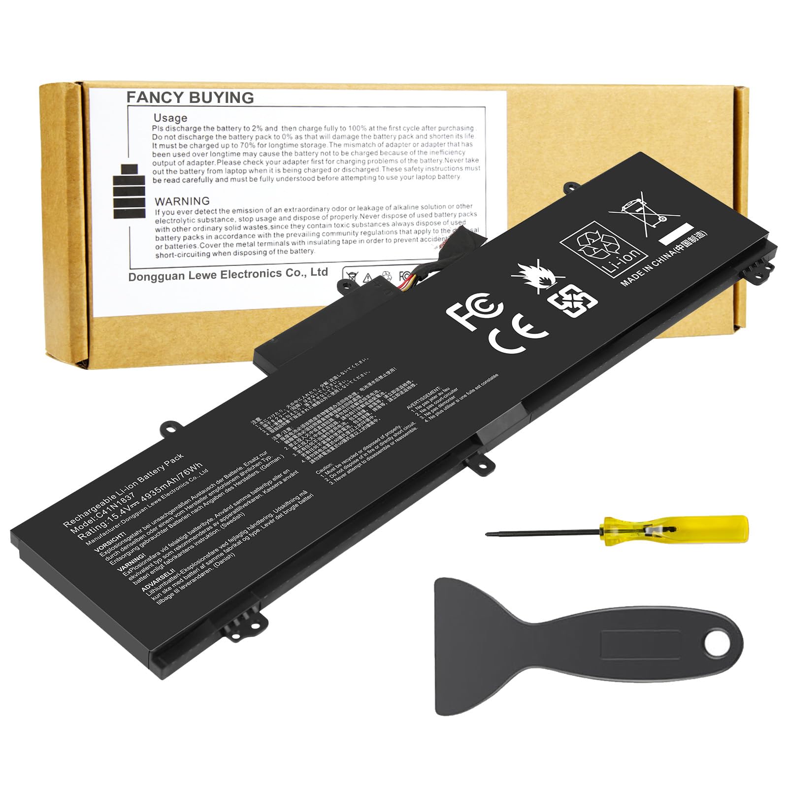 C41N1837 Laptop Battery for ASUS ROG Zephyrus G15 GA501I GA502 GA502D GA502DU GA502GU GA502IV GU502 GU502DU GX502GW GX532GV GU532GW GU502LU GU502LW GU502LV GX502LXS GX502GV GX502GW 0B200-03380100