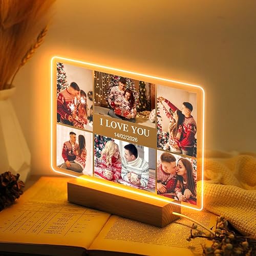 Miniatura 4 de BBPOD Marco de fotos personalizado con luz nocturna, marco de fotos personalizado con foto, placa acrílica, regalo para parejas, regalo de
