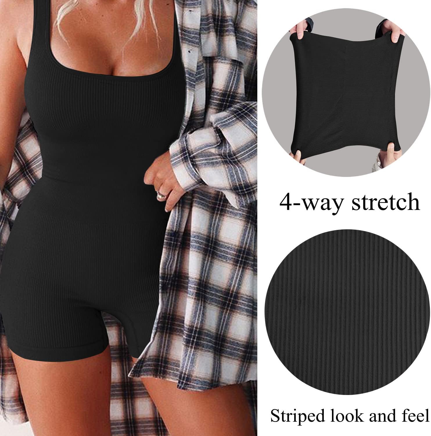 niyokki One Piece Workout Jumpsuits for Women, Long Sleeve Workout Bodysuit, Bodycon Seamless Yoga Ribbed Active Romper - Image 6