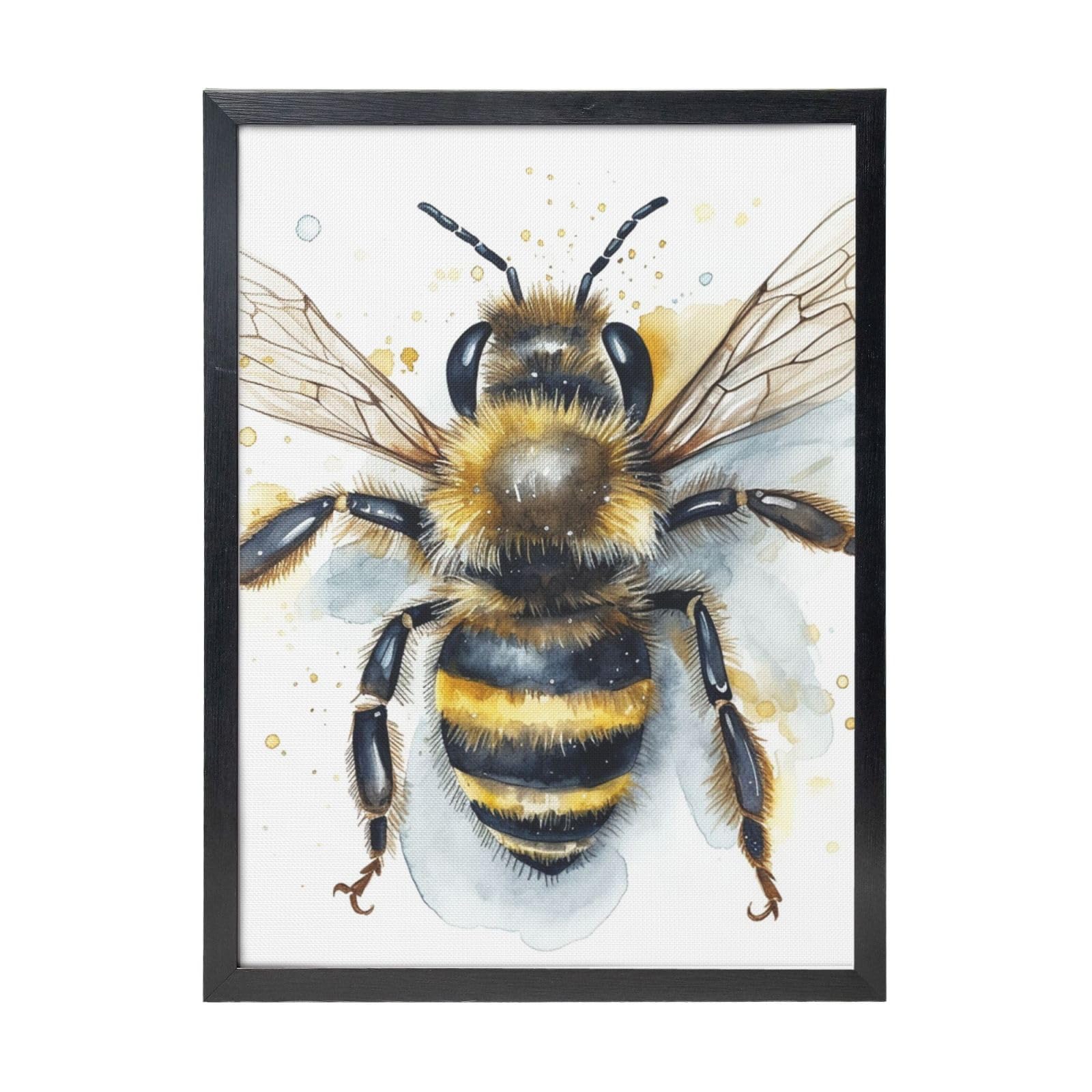 Framed Wall Art - Decorative Canvas Painting Watercolor Bee Pictures Poster Aesthetic Modern Prints Artwork for Bedroom Office Wall Decor Ready To Hang 12x16 in