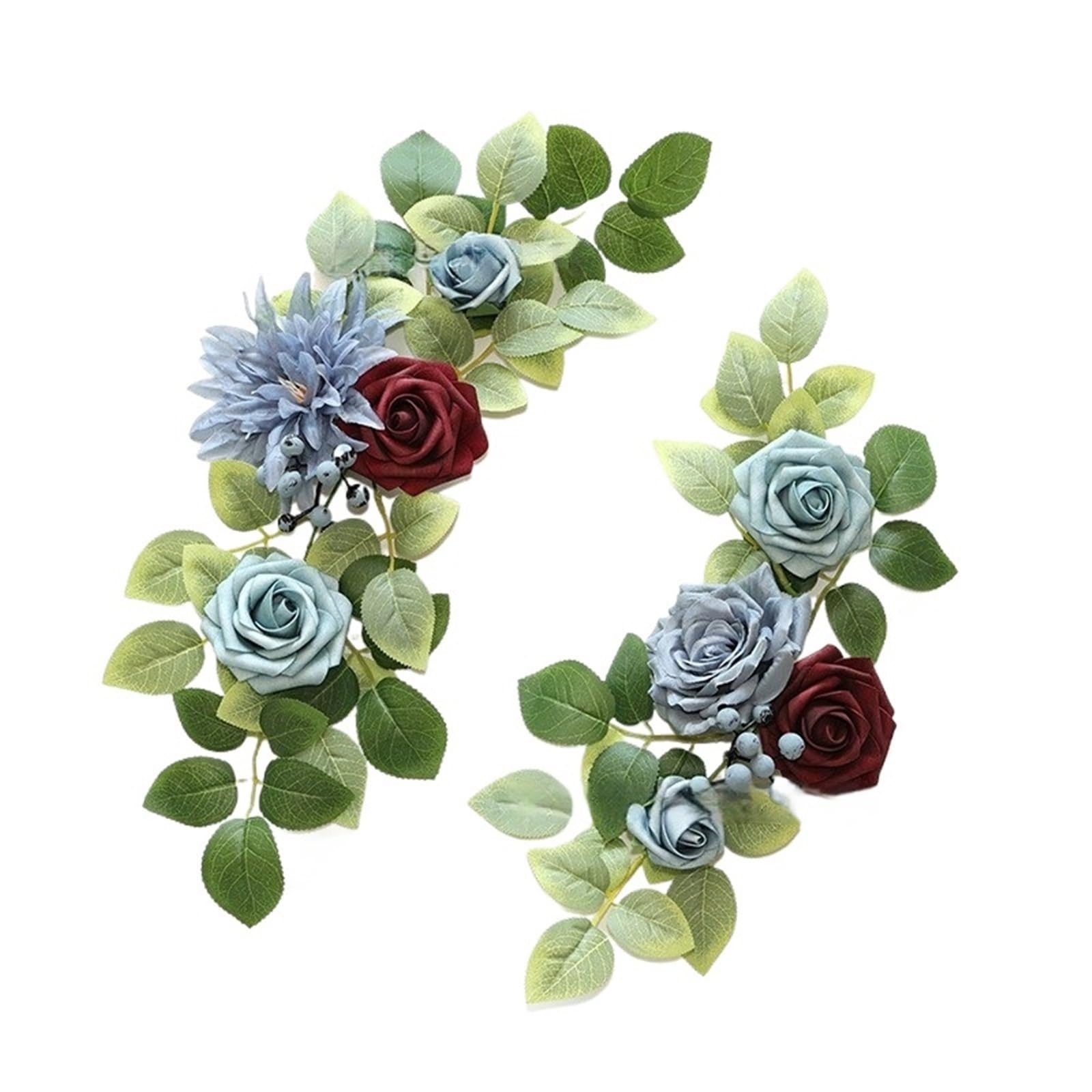 MOHUIED Artificial Floral Swags 2Pcs Artificial Flower Swag Garland Rustic Wedding Arch Flowers Kit For Sign Decorative Floral DIY for Ceremony Backdrop, Fireplace and Door Decor(Color1)
