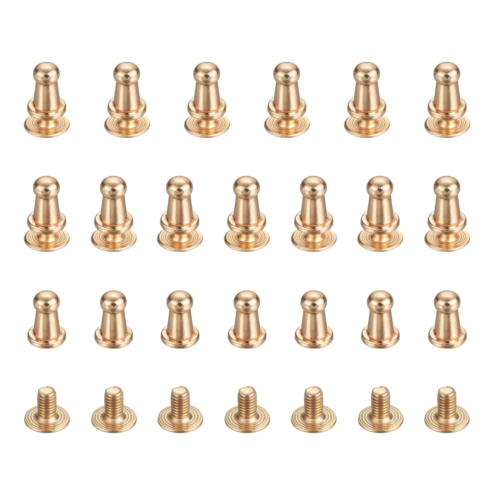 TIXIPEM 4mm Ball Head Stud Rivets Screw Back [20Pcs] - Metal Round Head Button Nipple Rivet Use for Bag & Belt & Handbag & Leather Craft & DIY Decoration - [Gold]