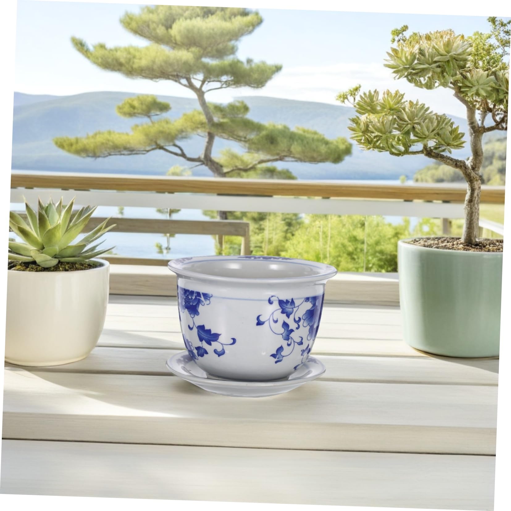 HANABASS Ceramicznych Doniczek Ogrodowych z Tacą Antyczny Trwały Ceramiczny Kwietnik Do Roślin Doniczkowych Sukulentów i Storczyków Dekoracyjny Planter Do Wnętrz i Ogrodu