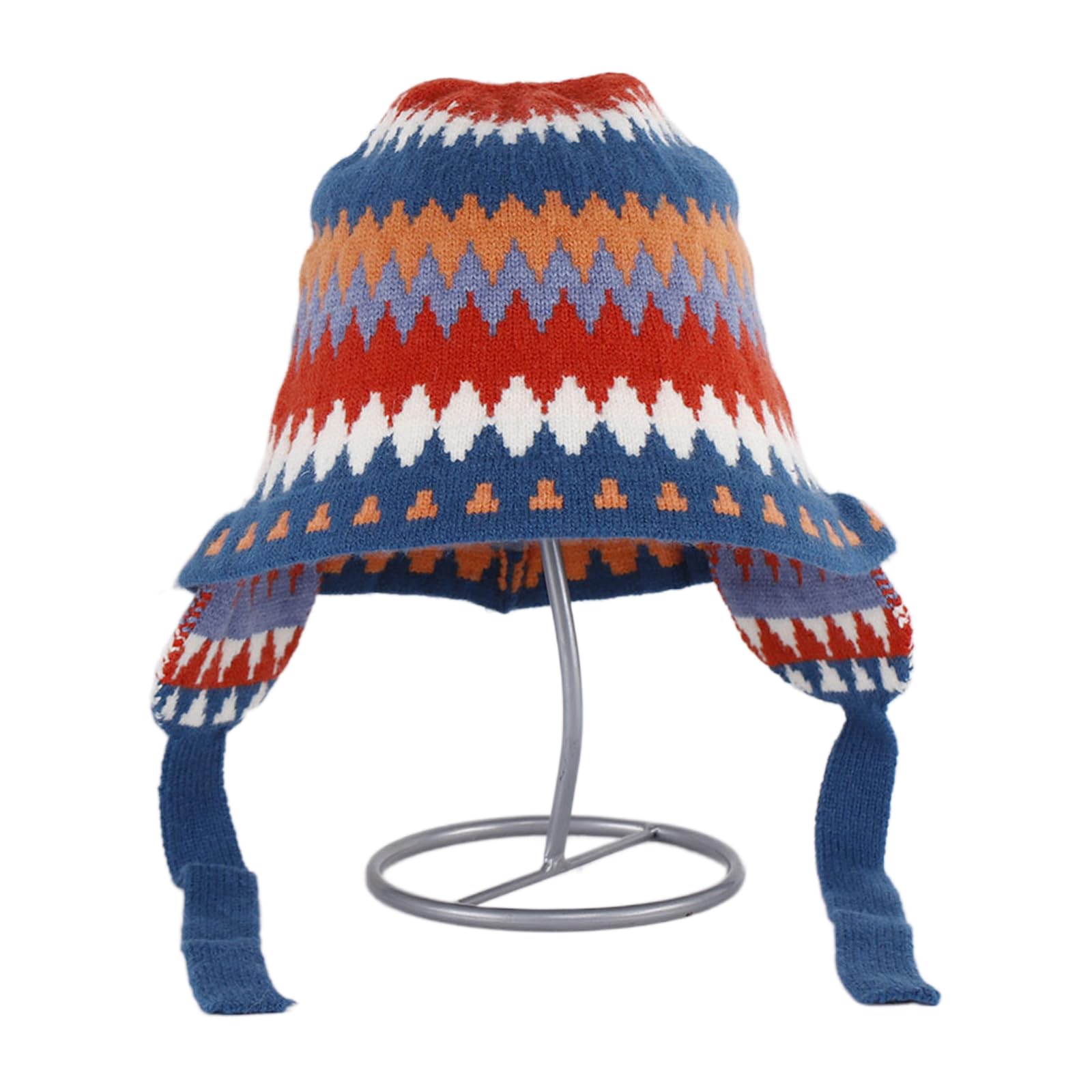 Winter Ear Protect Elastic Windproof Stripe Pattern Hat Ear Protector Hat Adult Winter Cycling Skiing Supplies Navy Blue